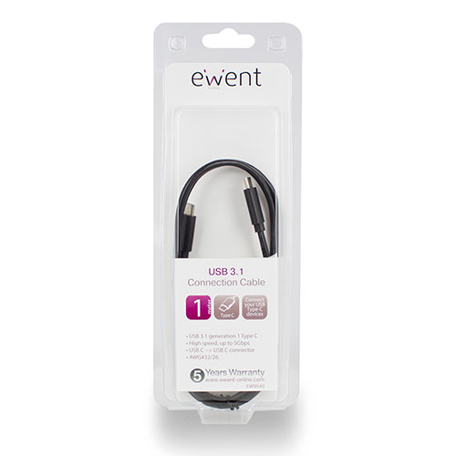 Bekijk afbeelding 2 van Ewent USB 3.0 C Male naar USB 3.0 C Male kabel, 1m